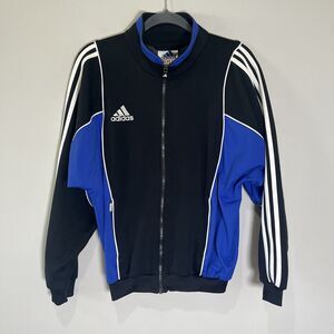 Vintage 90s Adidas Track Jacket Men’s Medium Black White Stripes Football Soccer